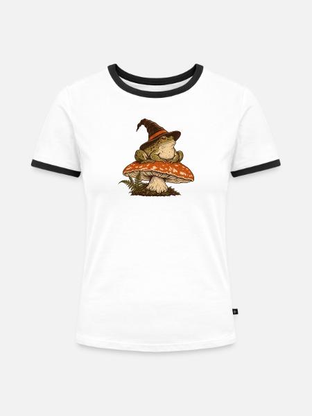 Der kleine Herbsthexer - Frauen Kontrast-T-Shirt - Weiß/Schwarz