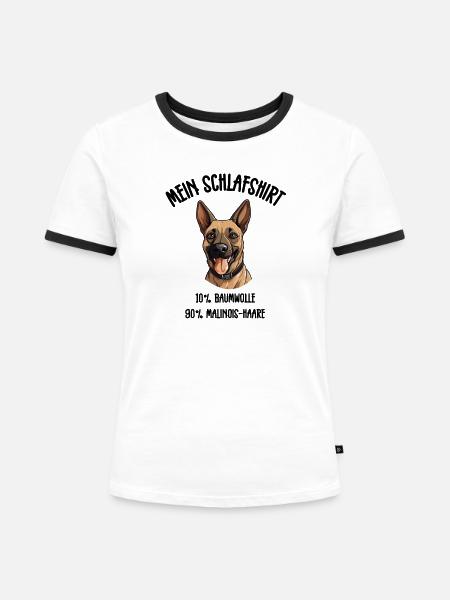Malinois Schlafshirt Diensthund Spruch - Frauen Kontrast-T-Shirt - Weiß/Schwarz