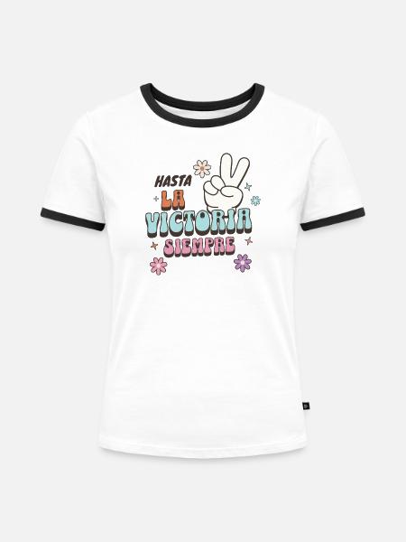 Hasta la victoria siempre - Frauen Kontrast-T-Shirt - Weiß/Schwarz