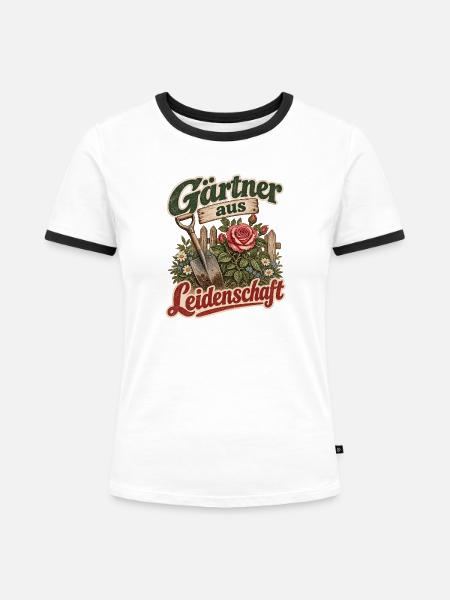 Gärtner aus Leidenschaft Gärtnergeschenk - Frauen Kontrast-T-Shirt - Weiß/Schwarz
