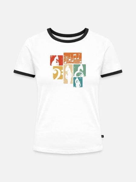 Sousaphon Retro Blasmusik Musiker Sousaphonist - Frauen Kontrast-T-Shirt - Weiß/Schwarz