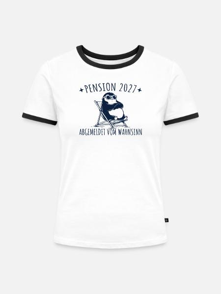 Pension 2027 Abgemeldet vom Wahnsinn - Frauen Kontrast-T-Shirt - Weiß/Schwarz