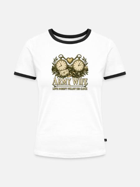 Armee Ehefrau Militär Ehefrau Einsatz - Frauen Kontrast-T-Shirt - Weiß/Schwarz