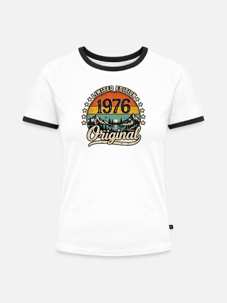 Original 1976 Limited Edition - Frauen Kontrast-T-Shirt - Weiß/Schwarz