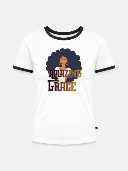 Amazing Grace - Frauen Kontrast-T-Shirt - Weiß/Schwarz