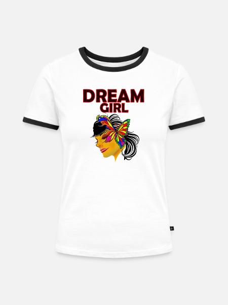 Dream Girl Schmetterlingskunst - Frauen Kontrast-T-Shirt - Weiß/Schwarz