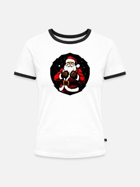 Kämpfer Christmas - Frauen Kontrast-T-Shirt - Weiß/Schwarz