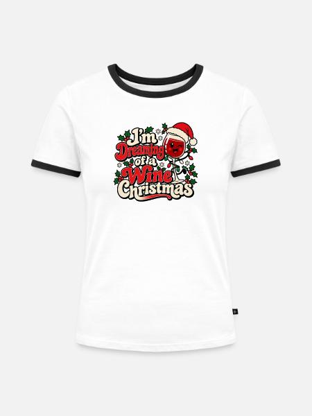 Ich träume von einem Weinweihnachten - Frauen Kontrast-T-Shirt - Weiß/Schwarz