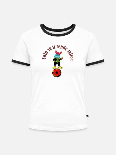 Blue Rabbit Fußballspieler - Frauen Kontrast-T-Shirt - Weiß/Schwarz