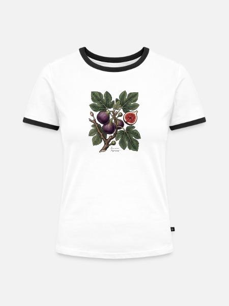 Feigenbaum Feigen - Frauen Kontrast-T-Shirt - Weiß/Schwarz