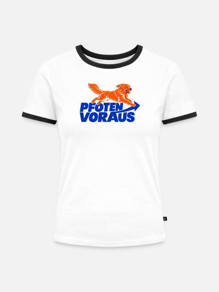 Pfoten voraus – Golden Retriever - Frauen Kontrast-T-Shirt - Weiß/Schwarz