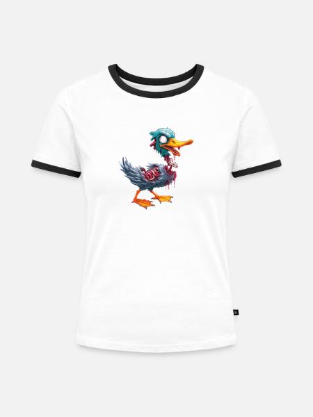 Zombie Stockente - Frauen Kontrast-T-Shirt - Weiß/Schwarz