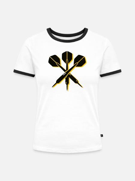 Gekreuzte Dartpfeile Logo - Frauen Kontrast-T-Shirt - Weiß/Schwarz