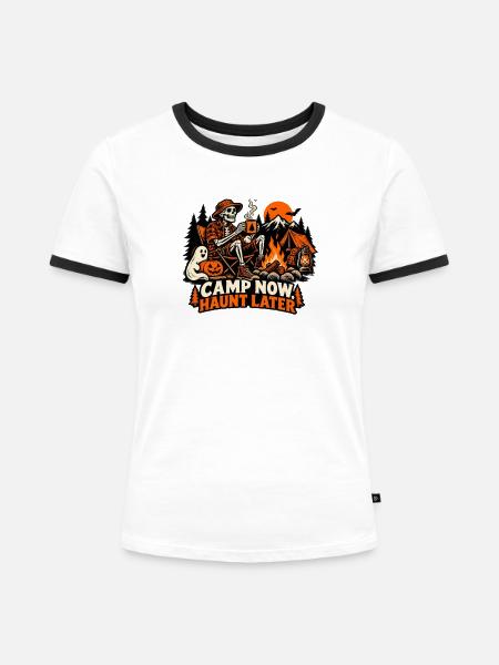 Camp Now Haunt Later - Frauen Kontrast-T-Shirt - Weiß/Schwarz
