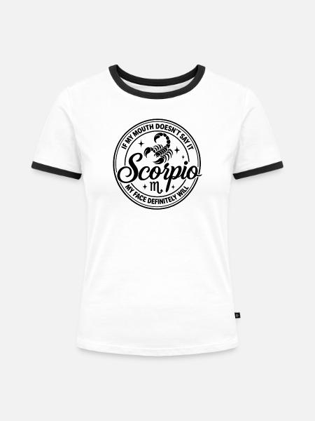 Skorpion-Sternbild-Sternbild Astrologie - Frauen Kontrast-T-Shirt - Weiß/Schwarz