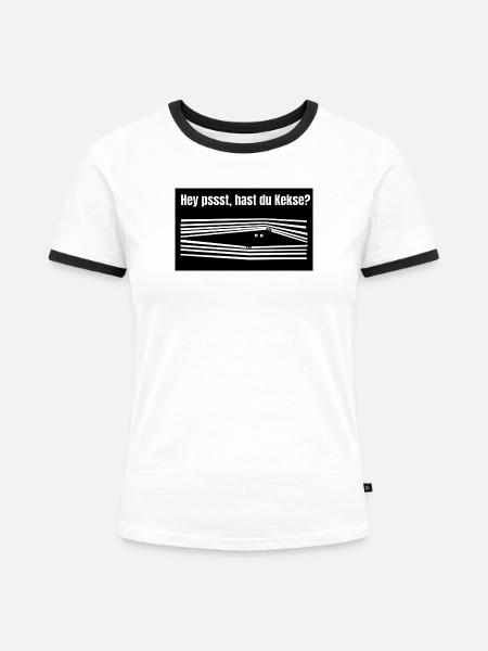 Hey_psst-_Hast_Du_Kekse- - Frauen Kontrast-T-Shirt - Weiß/Schwarz