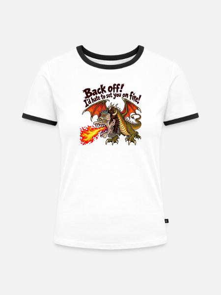 Drache - Frauen Kontrast-T-Shirt - Weiß/Schwarz