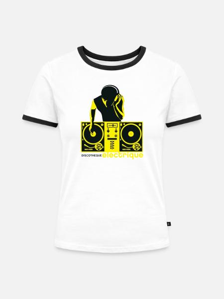 discotheque electrique - Frauen Kontrast-T-Shirt - Weiß/Schwarz
