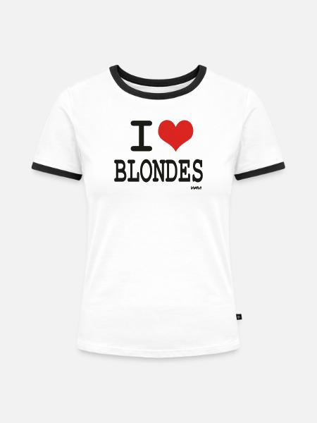 I love blondes - Frauen Kontrast-T-Shirt - Weiß/Schwarz