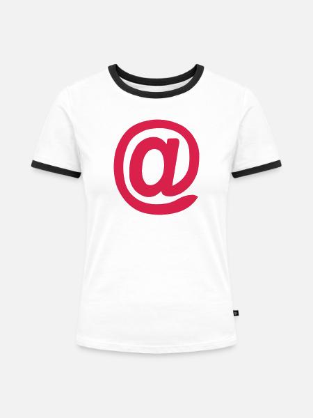 Am Schild / @ - Frauen Kontrast-T-Shirt - Weiß/Schwarz