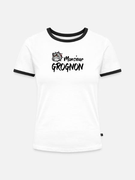 Herr GROGNON - Frauen Kontrast-T-Shirt - Weiß/Schwarz