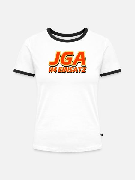 JGA IM EINSATZ - Junggesellenabschied - Frauen Kontrast-T-Shirt - Weiß/Schwarz