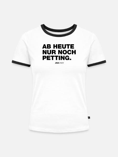 JGA: Petting - Illustration - Frauen Kontrast-T-Shirt - Weiß/Schwarz
