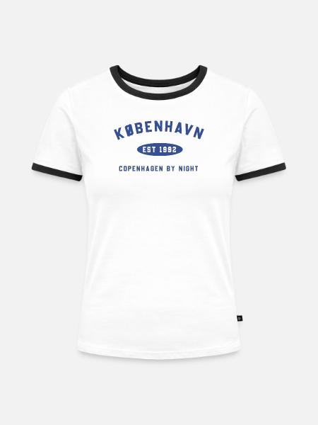 Kopenhagen für immer - Frauen Kontrast-T-Shirt - Weiß/Schwarz