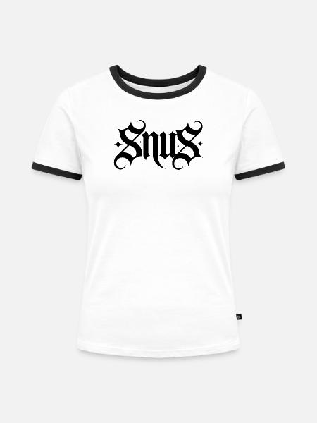 Snus – Nikotinbeutel Zyn T-Shirt - Frauen Kontrast-T-Shirt - Weiß/Schwarz