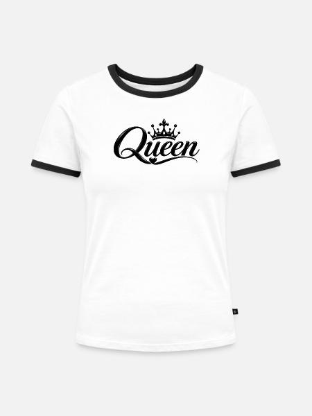 Königin Eleganz Schwarz und Krone - Frauen Kontrast-T-Shirt - Weiß/Schwarz