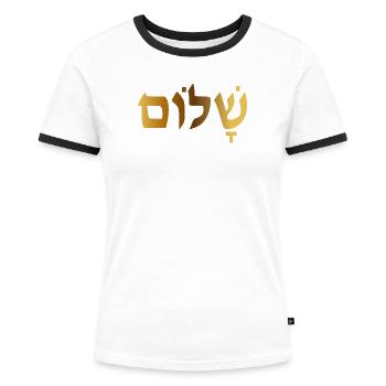 Shalom - Frauen Kontrast-T-Shirt - Weiß/Schwarz - Vorne - Selfina (174cm)