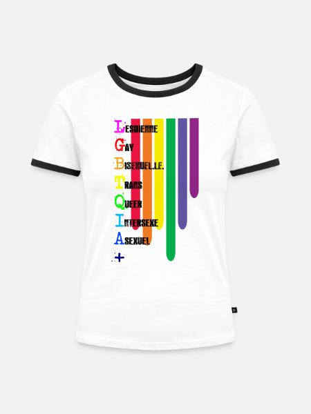LGBTQIA - Frauen Kontrast-T-Shirt - Weiß/Schwarz