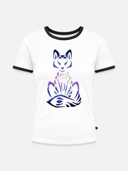 Galaxy Fox - Frauen Kontrast-T-Shirt - Weiß/Schwarz