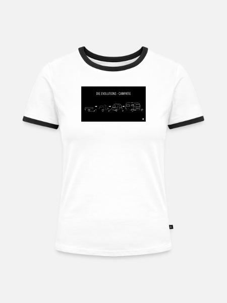 die evolutions campatie V - Frauen Kontrast-T-Shirt - Weiß/Schwarz