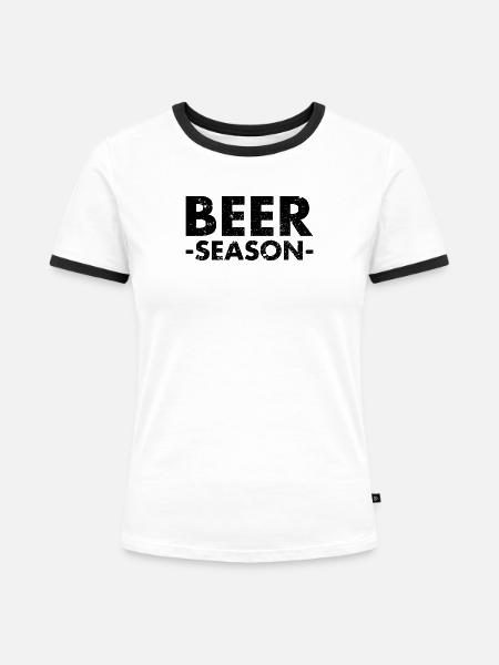 Beer Season - Bier Saison - Frauen Kontrast-T-Shirt - Weiß/Schwarz