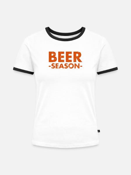 Beer Season - Bier Saison - Frauen Kontrast-T-Shirt - Weiß/Schwarz