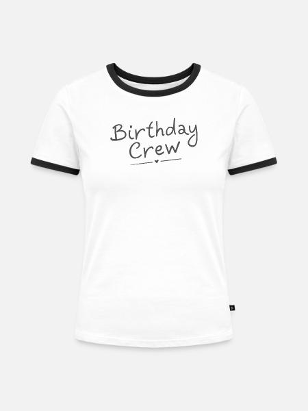 Birthday Crew - Frauen Kontrast-T-Shirt - Weiß/Schwarz