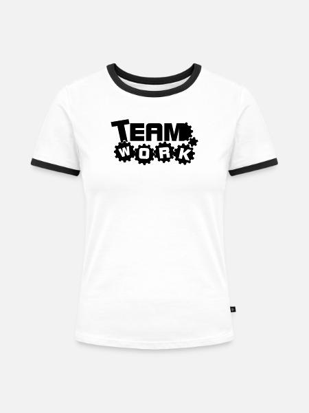 Teamarbeit 1 - Frauen Kontrast-T-Shirt - Weiß/Schwarz