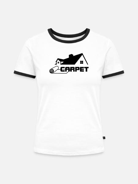 Teppichrollen Logo mit Haus - Frauen Kontrast-T-Shirt - Weiß/Schwarz
