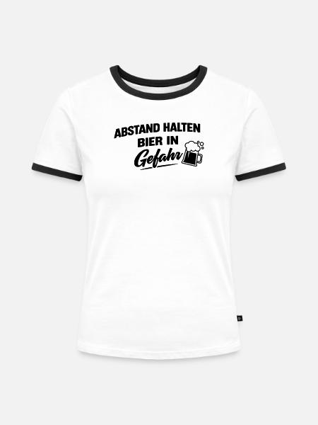 Bier in gefahr - Frauen Kontrast-T-Shirt - Weiß/Schwarz