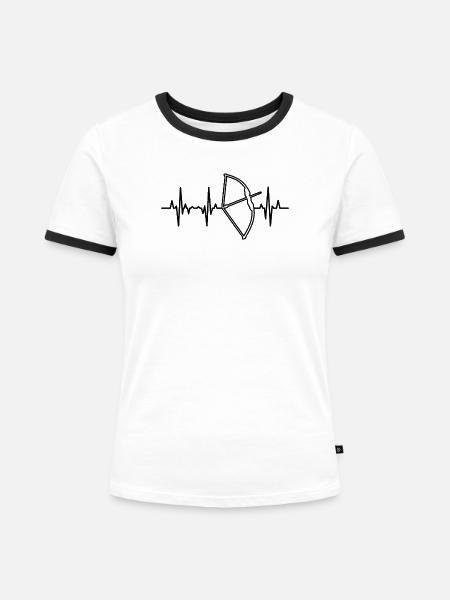 Pfeil und Bogen Herzschlag - Frauen Kontrast-T-Shirt - Weiß/Schwarz
