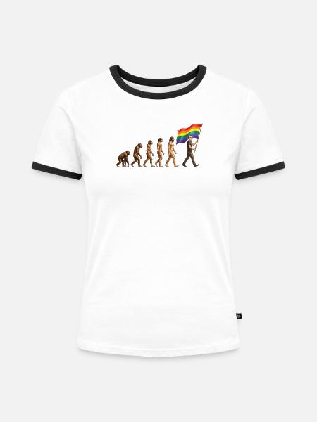 LGBTQ-Pride-Monat – Pride-Entwicklung - Frauen Kontrast-T-Shirt - Weiß/Schwarz