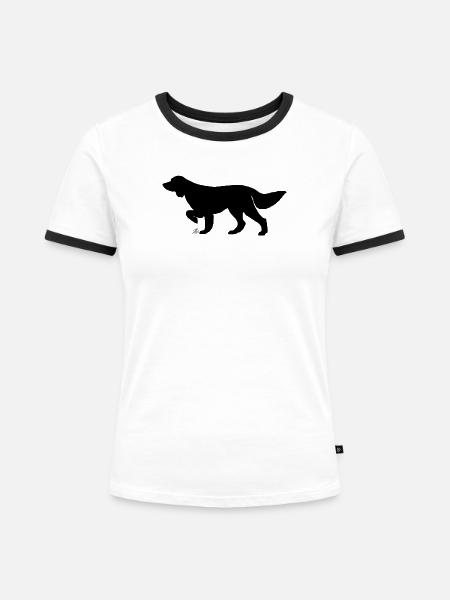 Langhaariger Vorstehhund - Frauen Kontrast-T-Shirt - Weiß/Schwarz
