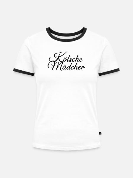 Kölsche Mädcher - Mädels aus Köln - Frauen Kontrast-T-Shirt - Weiß/Schwarz