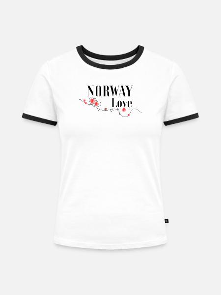 Herzen im diagonalen Liebesfluss - Frauen Kontrast-T-Shirt - Weiß/Schwarz