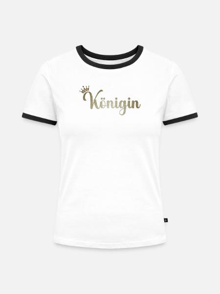 Königin - Frauen Kontrast-T-Shirt - Weiß/Schwarz