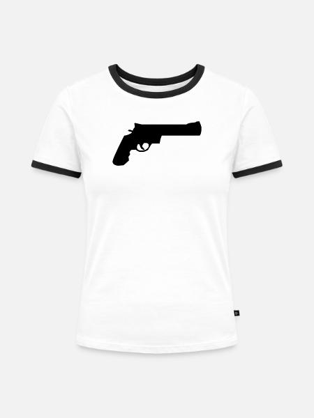 Waffe - Frauen Kontrast-T-Shirt - Weiß/Schwarz