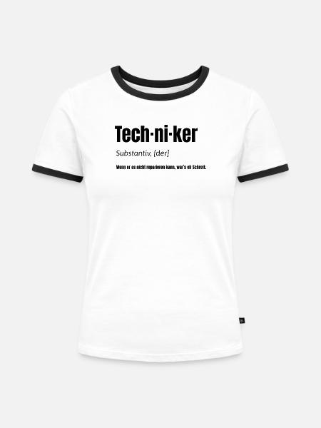 Techniker – Witziges Design - Frauen Kontrast-T-Shirt - Weiß/Schwarz