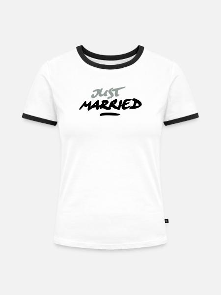 just married 2C - Frauen Kontrast-T-Shirt - Weiß/Schwarz