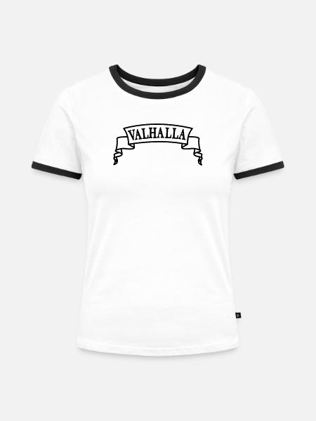 Walhalla im Banner - Frauen Kontrast-T-Shirt - Weiß/Schwarz